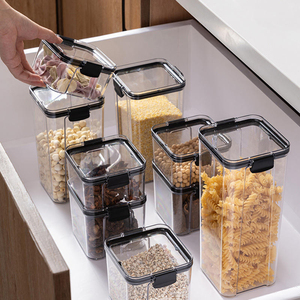 Stackable Airtight <b>Food</b> <b>Containers</b> Transparent <b>Plastic</b> Canister for Dry Goods - Product Image 5