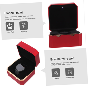 High End Octagonal Spray Paint with LED <b>Light</b> Watch Gift Box Velvet Universal Watch Packaging Box Customization - Product Image 4