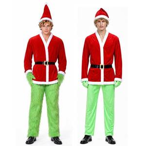 Conjunto de Disfraz de Grinch para Hombre, Pantalones de Pelo Largo, Traje Verde, Disfraz de Navidad para Fiesta de Cosplay - Product Image 1