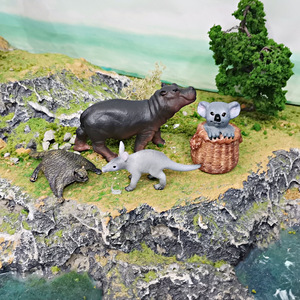 Modèles de faune de simulation transfrontalière pour l'éveil des enfants : Hippopotame, Koala, Écureuil-nourricier, Écureuil volant pour bébé, Ornements décoratifs - Product Image 2