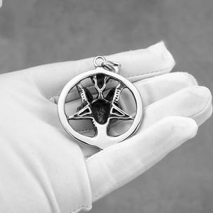 Collier Pendentif Chèvre Baphomet Satanique Cinq Étoiles Viking avec Sigil Baphomet en Acier Inoxydable - Product Image 3