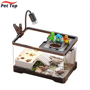 Terrario Trasparente in Plastica per <span class=keywords><strong>Tartarughe</strong></span>, Box da Scrivania per Allevamento con Piattaforma per l'Esposizione al Sole, <span class=keywords><strong>Habitat</strong></span> Anti-Fuga per Rettili - Product Image 1