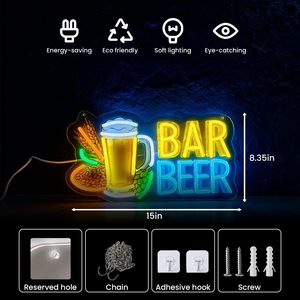 LED beer mug neon indoor hanging ambient light bar party wall decoration shop <b>sign</b> entrance indicator light luminous <b>sign</b> 5v 12v - Product Image 2