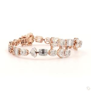 Bracelet chaîne en or, argent et or rose avec diamants pour femmes, bijoux élégants et luxueux, bracelet léger et tendance - Product Image 1