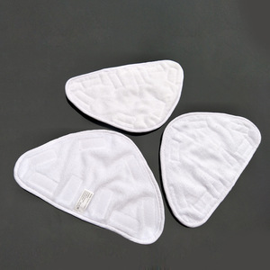 White <b>Microfiber</b> Steam <b>Mop</b> Cover Round Triangle With Velcro Strap For Floor Cleaning - Product Image 1
