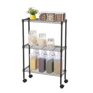 Scaffale Metallico Stretto a 3 Ripiani con Ruote, Carrello Portaoggetti Sottile per <span class=keywords><strong>Bagno</strong></span>, Cucina, Soggiorno - Product Image 4