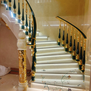 מעקה זכוכית אלומיניום מודרני בצורת מעקה עם תכונה עמידה במים עבור וילה מדרגות עיצוב מעקה בטיחות - Product Image 1