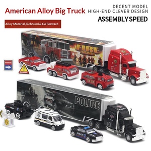 Modèle de <span class=keywords><strong>camion</strong></span> porte-conteneurs américain en métal à l'échelle <span class=keywords><strong>1</strong></span>/48 de 34 cm avec un ensemble de 3 voitures, jouet transfrontalier en promotion - Product Image 4