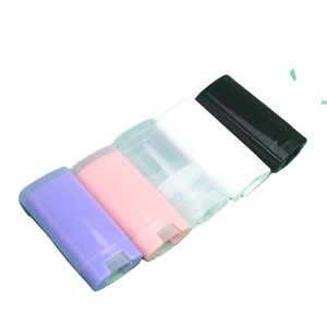 Tube cosmétique ovale plat transparent blanc et noir de 15g pour déodorant, baume à lèvres, rouge à lèvres, crème solaire, déodorant rose et violet - Product Image 1