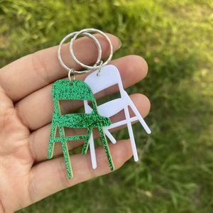 Quirky mô phỏng tựa lưng ghế long lanh Acrylic Keychain phụ nữ cá tính tuyên bố sáng tạo 3D mini gấp ghế Móc chìa khóa - Product Image 5