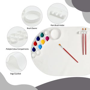Tapis de peinture en silicone, tapis d'art en silicone avec gobelet à eau, fait main, effaçable, lavable, pour résine, argile, pour enfants - Product Image 4