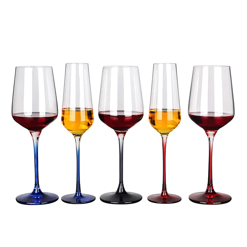 Verre à vin en cristal avec tige colorée, livraison rapide, usine,