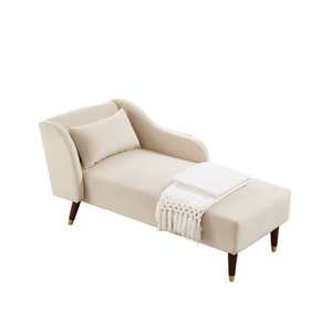 Sofá Cama Chaise Longue de Terciopelo Ecológico Moderno con Patas Cónicas, Respaldo Acolchado y Estructura de Madera de Mango Sólida para Sala de Estar y Dormitorio - Product Image 1