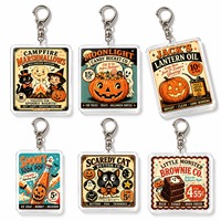 Porte-clés personnalisé en acrylique, breloque fantaisie double face en acrylique transparent, motif monstre soda pop et brownie, vente en gros