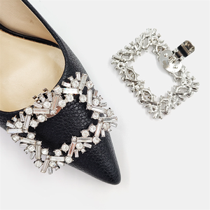 Fábrica al por mayor DIY decoración oro plata metal color aleación con Bling rhinestone rectángulo zapato clips <span class=keywords><strong>hardware</strong></span> - Product Image 4