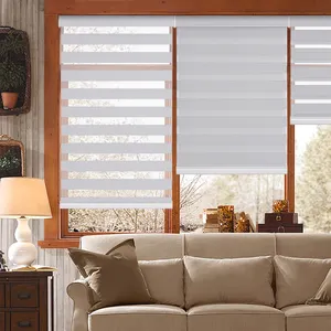 Window Blinds Smart Double Layer Zebra Roller Blind Fabric Day And Night Zebra Blinds Electric Roller Shades