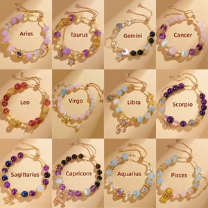 Bracelet Signe Astrologique 12 Constellations Perles de Pierre Cristalline Guérisseuses Bracelet pour Cadeaux d'Anniversaire Bijou Spirituel Horoscope - Product Image 2