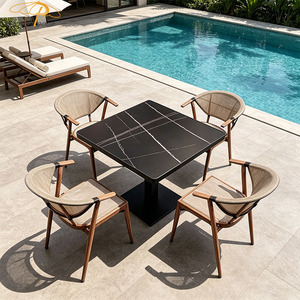 Outdoor Aluminum Furniture <strong>Set</strong> Restaurant <strong>4</strong> <strong>Seaters</strong> <strong>Bistro</strong> Table and Chairs Garden <strong>Sets</strong> Dining Table and Chair <strong>Set</strong> - Product Image 1