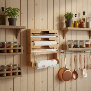 Distributeur de <span class=keywords><strong>film</strong></span> alimentaire 4 en 1 avec coupe-<span class=keywords><strong>film</strong></span> <span class=keywords><strong>et</strong></span> porte-serviettes en papier, distributeur de papier aluminium, support de rangement, outil de cuisine - Product Image 3