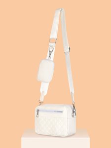 Large Capacity Fashionable Female Crossbody Bag Embroidered Thread Rhombock Design PU Zip New <b>Square</b> Single Shoulder Senior - Product Image 6