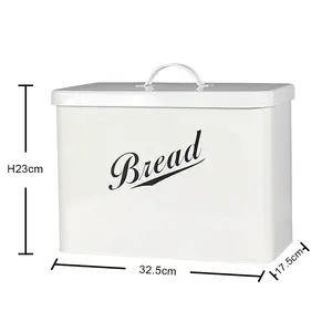Eco-friendly Galvanized Iron Kitchen Large Food Storage Bread Box With Logo Rustic Metal Bread Bin