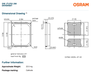 Para luces LED Osram SMD GW JTLPS1.SM 0,18 W 120 ° 40LM en naturaleza cálida Cool White-2700K 5700K 6500K Disponible ahora - Product Image 4