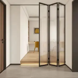 ประตูบานเลื่อนอลูมิเนียมพับได้หีบเพลงประตูบานเลื่อนกันกระสุนสองพับ