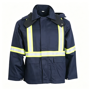 Navy Blue Men's Hi Vis Reflective Safety Jacket | Waterproof Quilted Padded Winter Work Coat Custom Logo - Product Image 1