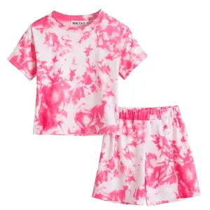 Boutique Outfits Summer Kids Baby Toddler Girls Cotton Clothing Sets Short sleeves + shorts Tie Dye Boutique Outfits