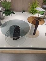Table basse ronde en verre trempé pour meubles, table d'appoint design artistique, mélange de marbre naturel