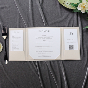 Ensemble de menus de <span class=keywords><strong>mariage</strong></span> personnalisés haut de gamme en velours avec section bar et carte de remerciement pour une célébration de <span class=keywords><strong>mariage</strong></span> élégante – <span class=keywords><strong>Papeterie</strong></span> - Product Image 1