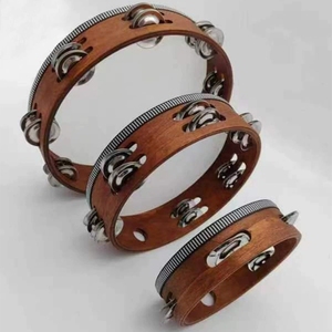 Wholesale Multiple Sizes Wooden Tambourine Single Row Metal Jingles Hand <b>Drum</b> Orff Percussion Instrument Kids Rhythm Toy - Product Image 5