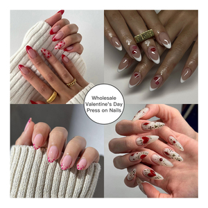 <span class=keywords><strong>Uñas</strong></span> Postizas Francesas de Alta Calidad para el Día de San Valentín, Diseño de Labios con Forma de Almendra, <span class=keywords><strong>Uñas</strong></span> Artificiales para Decoración de <span class=keywords><strong>Uñas</strong></span> en Salón - Product Image 1