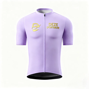Maillot de cyclisme unisexe professionnel à manches courtes avec accents dorés de luxe et manches en mesh texturé, col montant pour les sorties sur route et l'entraînement en club - Product Image 6