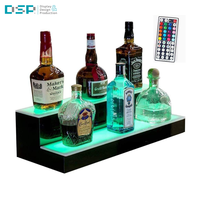Présentoir à vin lumineux à trois niveaux en acrylique avec éclairage LED pour comptoir, fabriqué au Vietnam par DSP