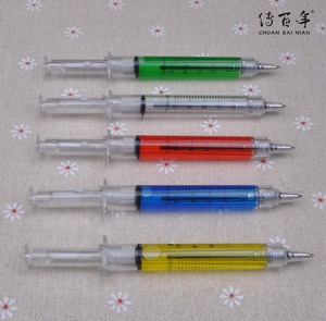 Chất Lượng Tốt Thể Thao Nhựa Khuyến Mại Tùy Chỉnh Đầy Màu Sắc Ống Tiêm Hình Dạng Bút Bi Với In Logo - Product Image 4