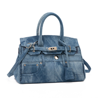 Nouveau sac à main en jean bleu classique, tendance, avec fermeture à rabat, motif uni, sacs fourre-tout de créateur pour femmes, pour le bureau