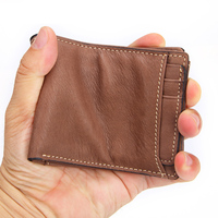 Dompet penyimpan kartu klip uang kulit asli asli kuda gila gaya grosir kustom