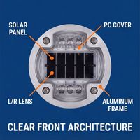 Marqueur solaire LED double face IP68 résistant aux UV pour chaussée, en PC, directement de l'usine, pour les entrepreneurs en travaux routiers
