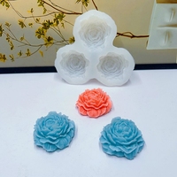 Dreiblättrige Pfingstrosen- und Rosen-Silikonform für Fondant, DIY-Kerzendekoration, Schokolade und Kuchendekoration