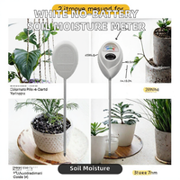 JINDONG Testeur d'humidité du sol de couleur blanche sans piles, profondeur 10 cm, garantie 1 an pour plantes d'intérieur, matériau ABS
