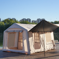 Tente gonflable de 12 m², 3 portes avec séparateur de pièce, tente de camping Oxford, vue panoramique, installation rapide