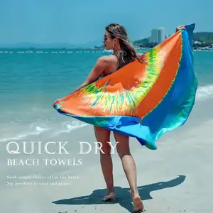 Fábrica Hot Selling China Fornecedor Areia Livre Quick Dry Microfiber toalha de praia com impressão personalizada do logotipo