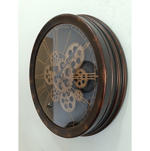 35cm lớn chất lượng cao thời gian kim loại cổ đồng hồ treo tường sắt di chuyển di chuyển bánh nghệ thuật Retro trang trí nội thất Đồng hồ dropshipping DDP - Product Image 2