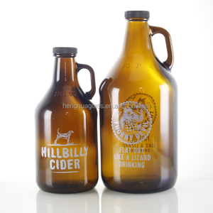 Botella de Vidrio Ámbar Vacía de 32oz/64oz (1000ml/2000ml/1L) con Asa, Estilo Growler, para Vino de California, Precio de Fábrica - Product Image 2