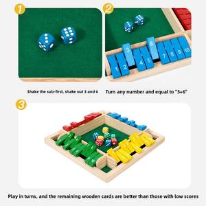 Gioco da Tavolo Classico in Legno per 4 Giocatori, Shut Box con Motivo Lucido, Dadi, <span class=keywords><strong>Giochi</strong></span> <span class=keywords><strong>Educativi</strong></span>, Gioco Flop per Bambini dai 5 ai <span class=keywords><strong>7</strong></span> <span class=keywords><strong>Anni</strong></span>, Unisex, per Feste - Product Image 3