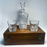 Ensemble de carafes à whisky carrées de style classique en verre cristal, lavables au lave-vaisselle, avec boîte en bois, pour usage en restaurant et cadeaux d'affaires