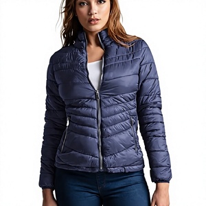 Women's Casual Winter Waterproof Bomber Jacket Hood Quilted Puffer Paddled Cotton Lining Decorative Collars <b>Padded</b> Clothing - Product Image 6
