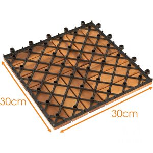 Azulejos de suelo entrelazados de madera, azulejos de cubierta de patio con patrón de mosaico, azulejos de clic de balcón de acacia de madera maciza - Product Image 2