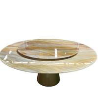 Ensemble table à manger de luxe moderne de taille personnalisée ronde en marbre naturel avec comptoir en quartz artificiel pour l'intérieur de la maison ou de la villa